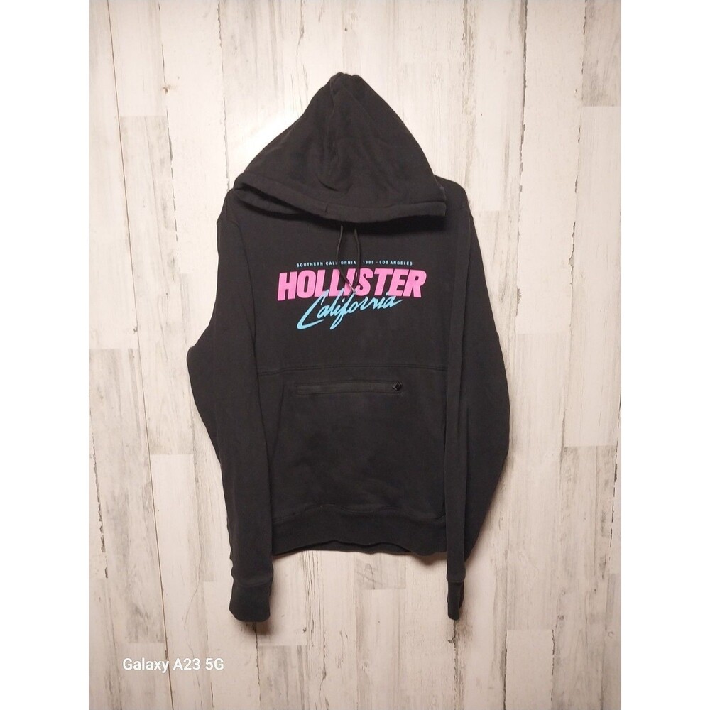 Hollister Men's XL Black Graphic Print Pullover Hoodie